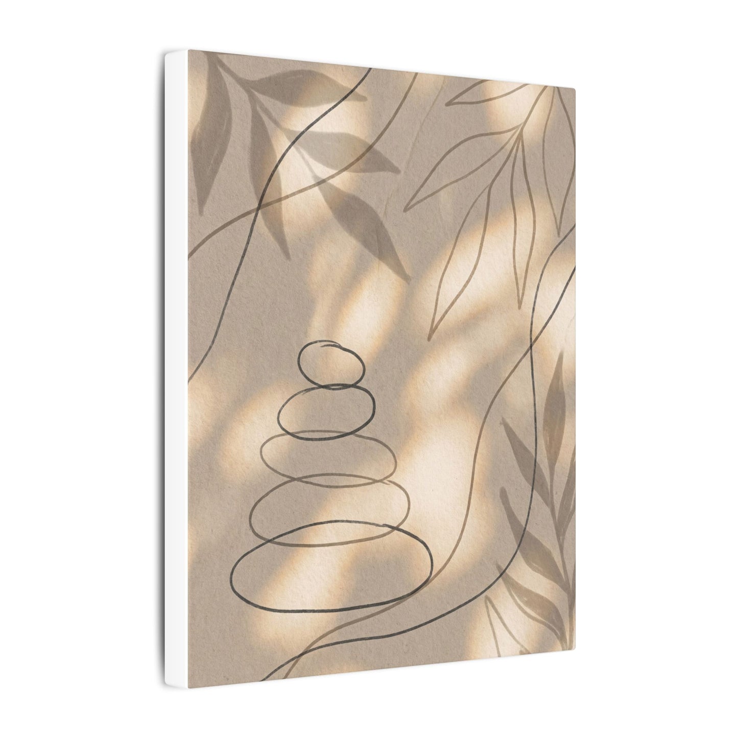 River Stones Minimal Line Canvas Art | Earthy Japandi Art