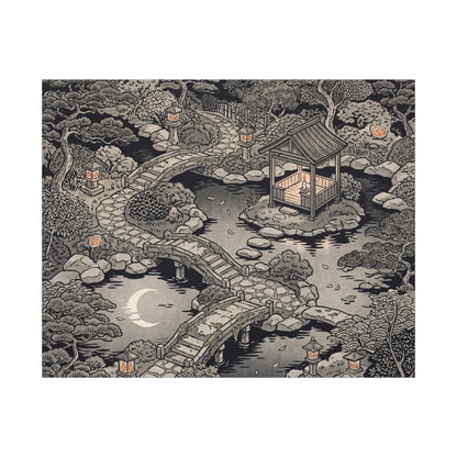 Moonlit Garden Ukiyo E Inspired Canvas Art | Serene Zen Art