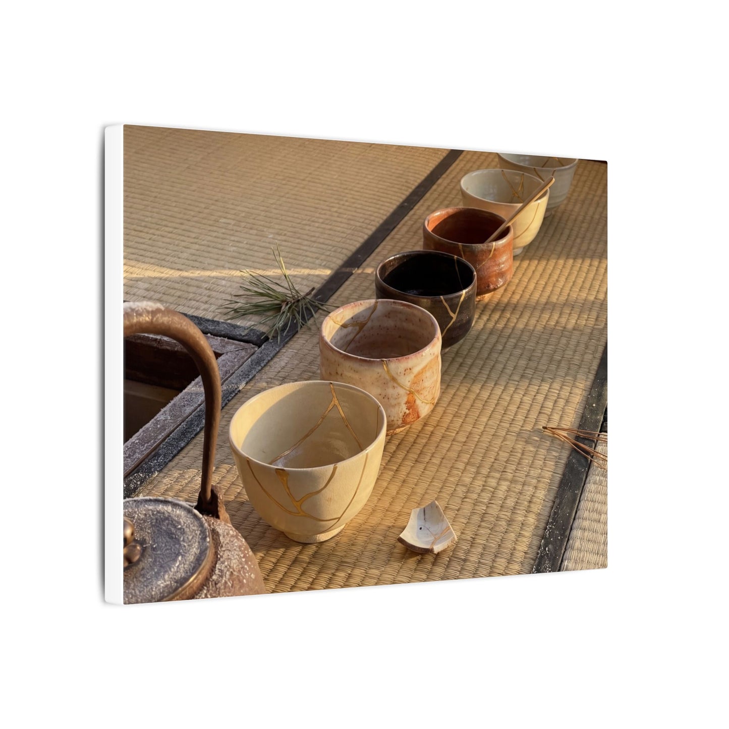 Kintsugi Tea Ceremony in Golden Hour | Gold Repair Canvas Art