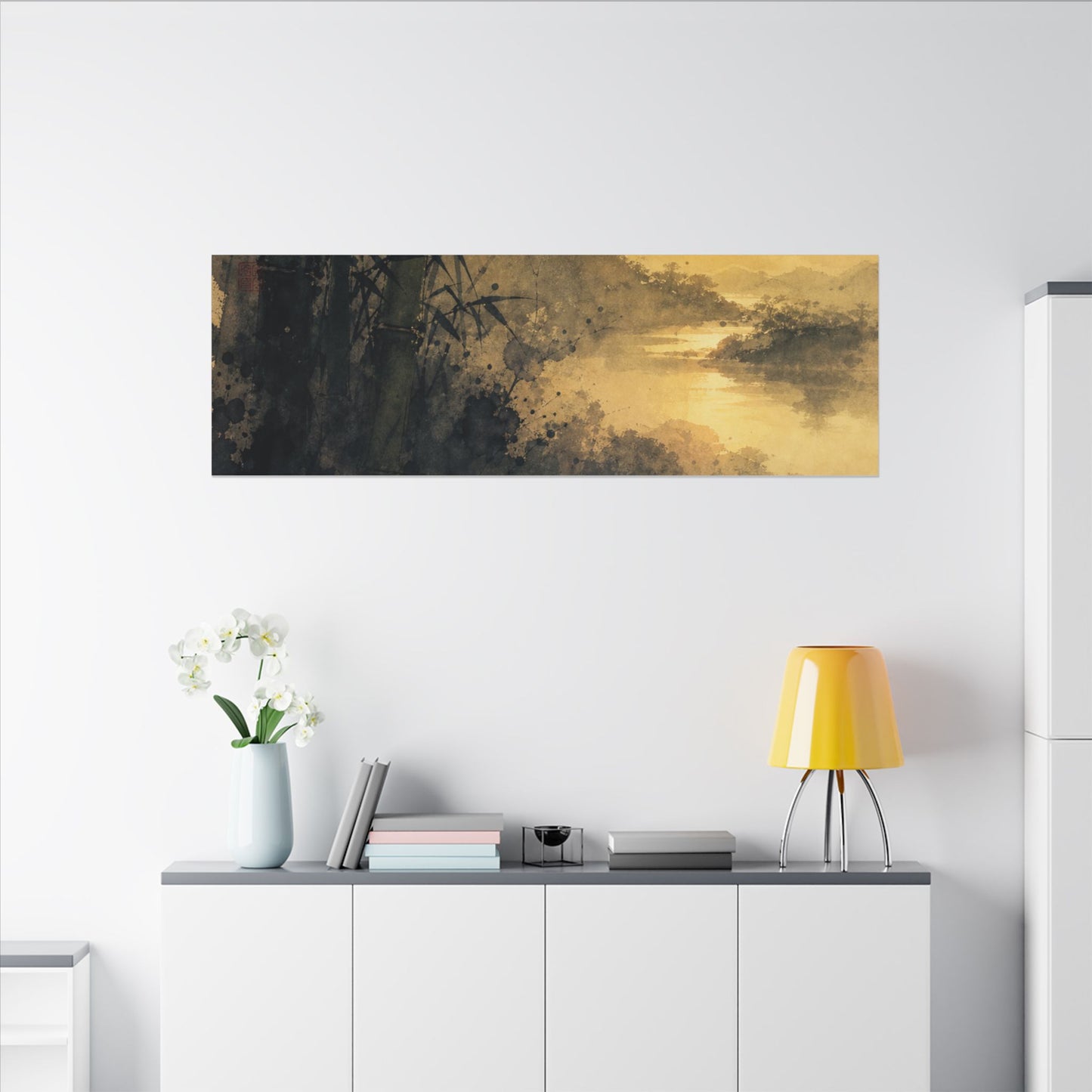 Tea Ceremony Sumi E Canvas Art | Contemplative Zen Art