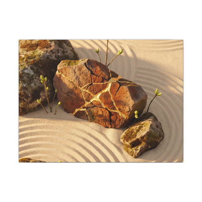 Kanso Rock Garden Canvas Art - Kintsugi Crackle Gold Art Print