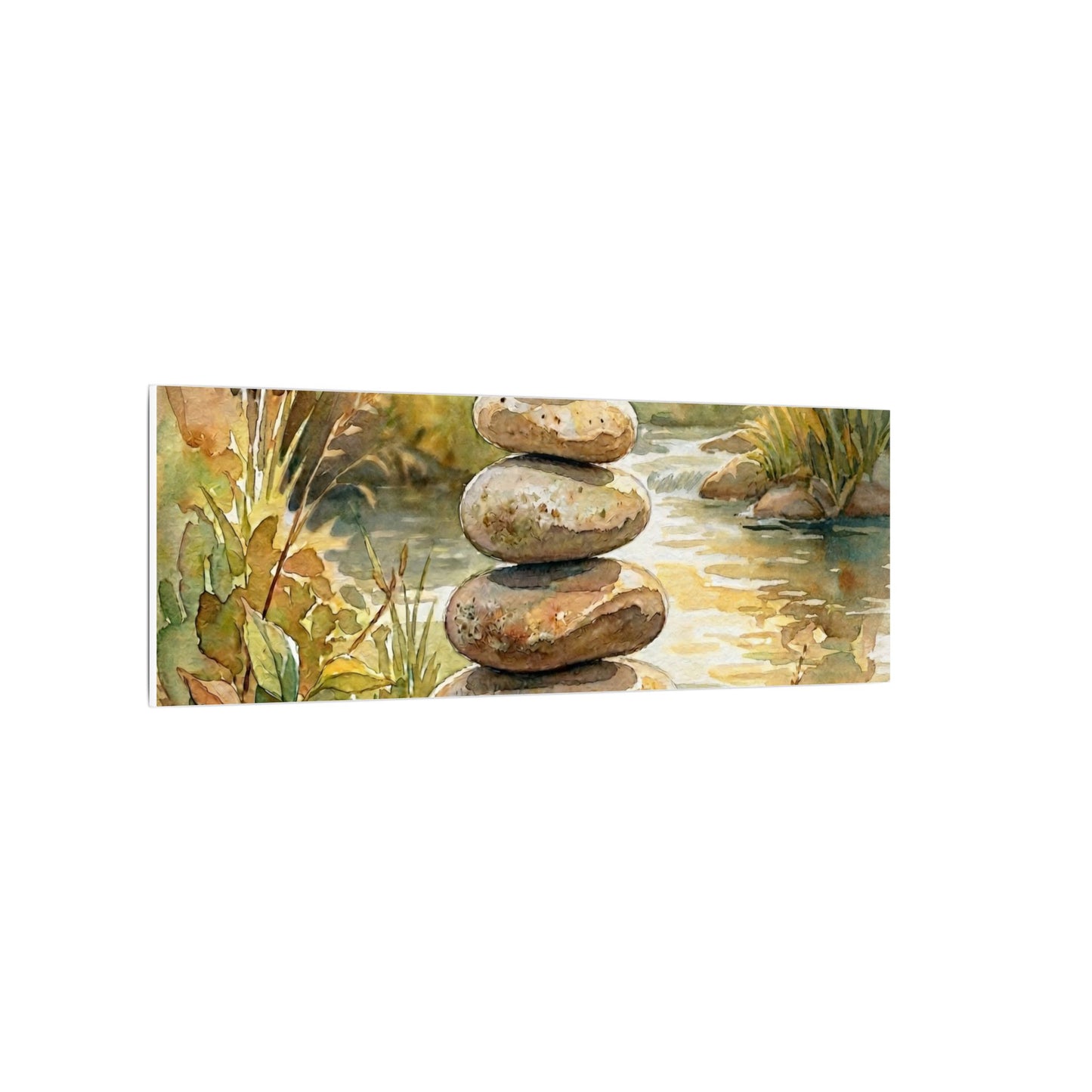 River Stones Summer Canvas Art | Japandi Cozy Design