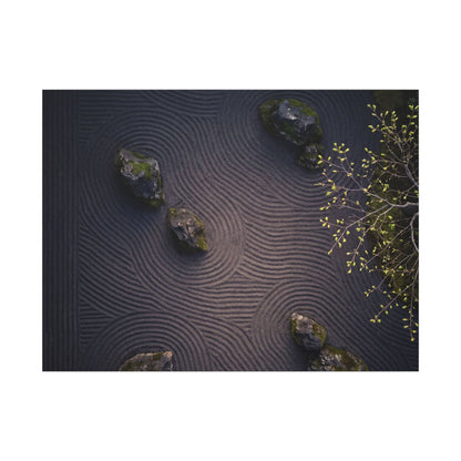 Dark Japandi Rock Garden in Dawn | Shadow Zen Canvas Art