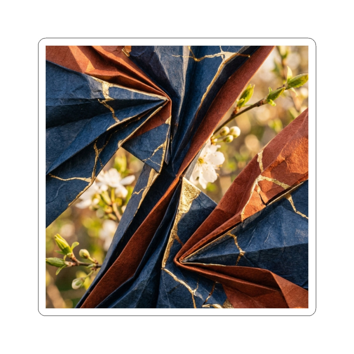 Paper Fold Sticker | Spring Kintsugi Crackle Gold Art Art Print