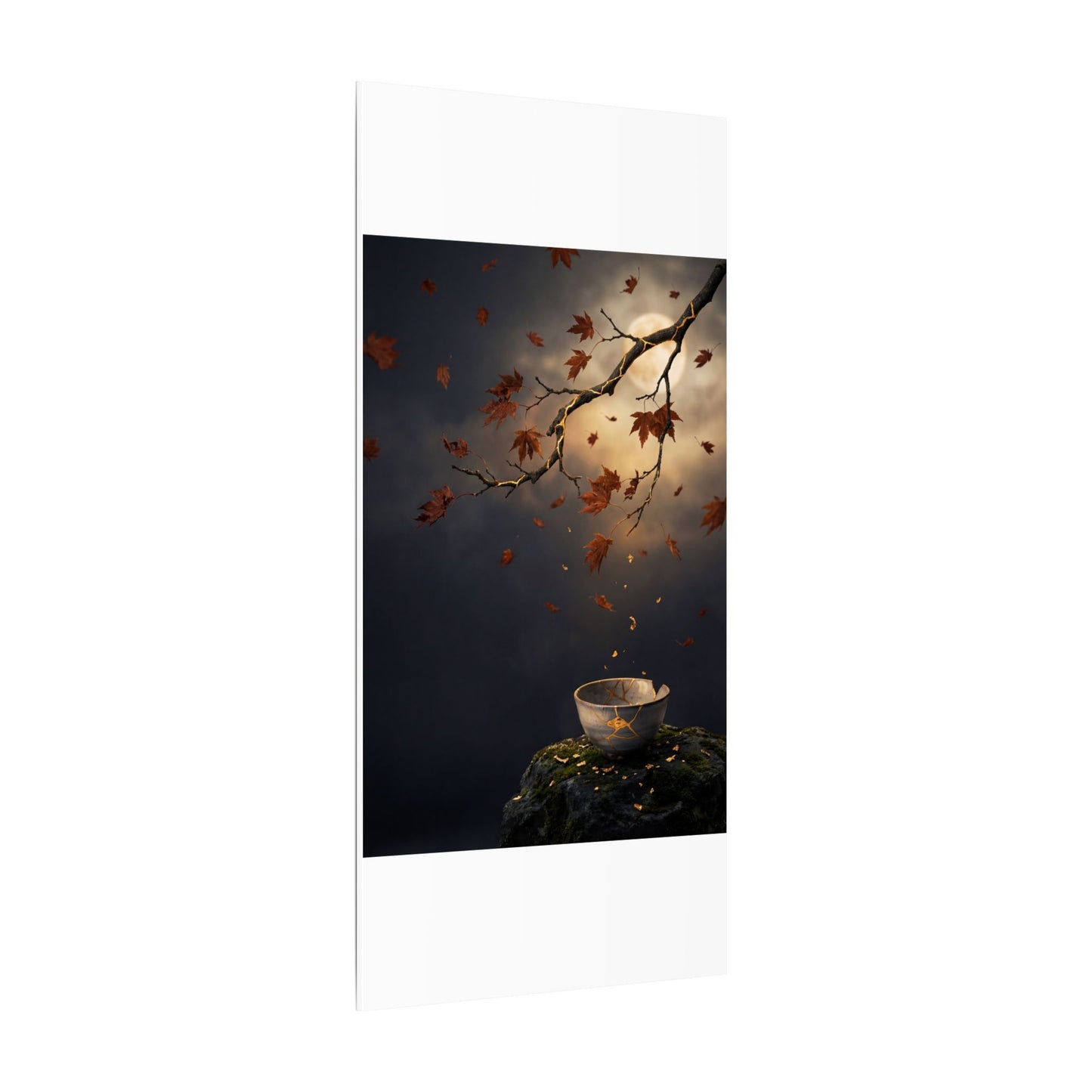 Moonlit Garden Gold Repair Canvas Art | Beautiful Kintsugi Art
