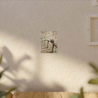 Wooden Bridge Canvas Art | Autumn Japandi Watercolor Art
