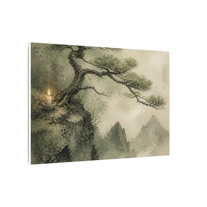 Candlelight Pine Tree Canvas Art - Japandi Kanso
