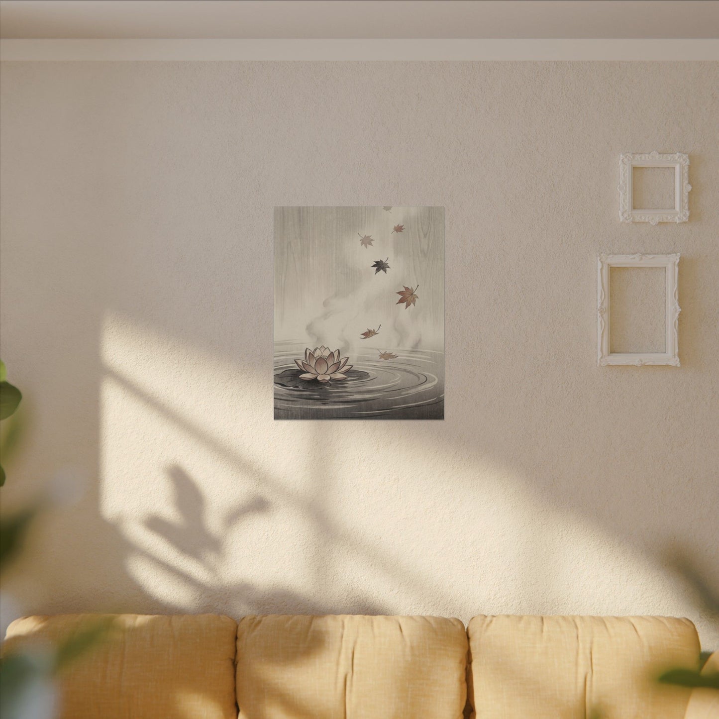Lotus Flower Canvas Art | Autumn Zen Ukiyo E Inspired Art