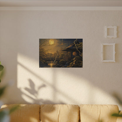 Spring Moonlit Garden Gold Vein Canvas Art | Resilient Decor