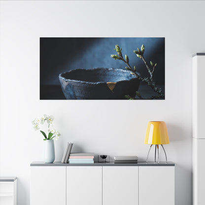 Ceramic Bowl Shadow Zen Canvas Art | Sophisticated Dark Japandi Art
