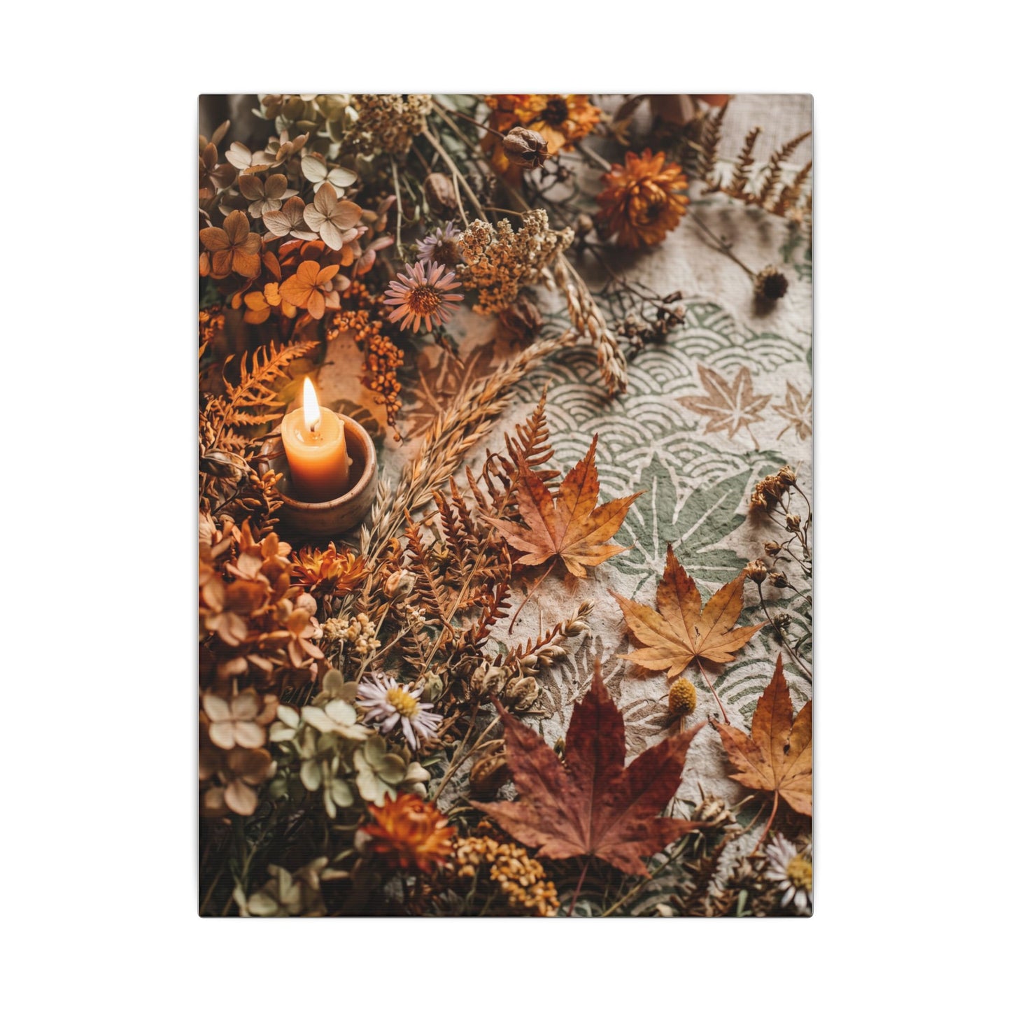 Candlelight Dried Flowers Canvas Art - Japandi Seijaku