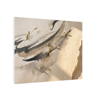 Ink Brushstroke Watercolor Canvas Art | Neutral Japandi Art