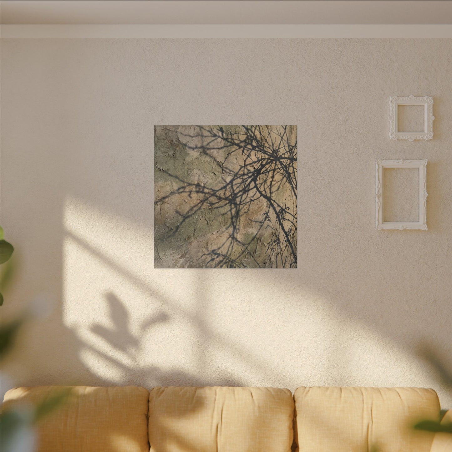 Japandi Shadow Play in Golden Hour | Texture Canvas Art