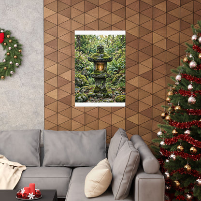 Stone Lantern Wall Art Print | Spring Japandi Japanese Pattern Art