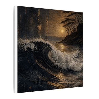 Ocean Wave Dark Texture Canvas Art | Bold Dark Japandi Art