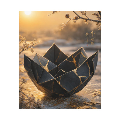 Kintsugi Paper Fold in Golden Hour | Gold Repair Canvas Art