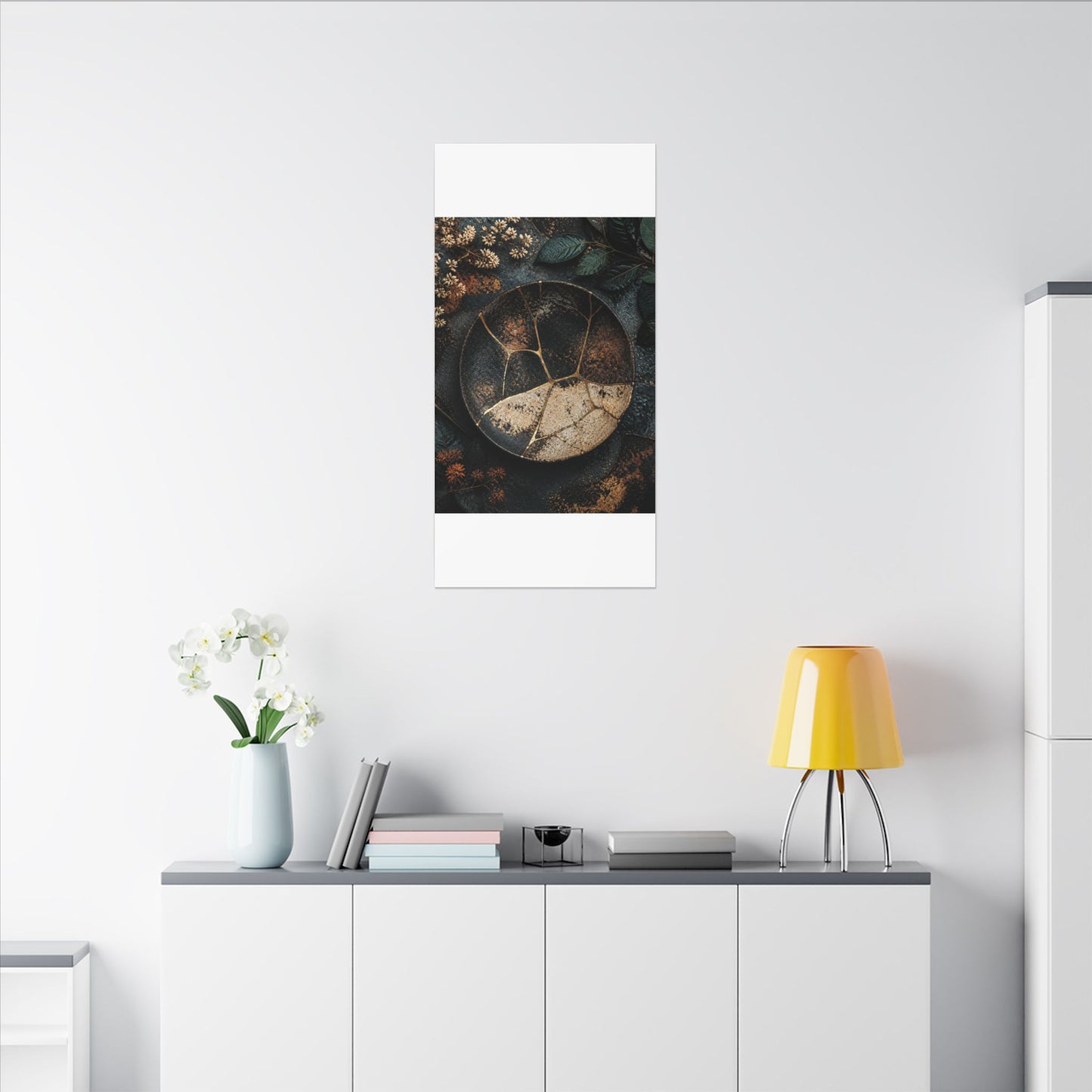 Kintsugi Rust Patina in Dawn | Gold Repair Canvas Art