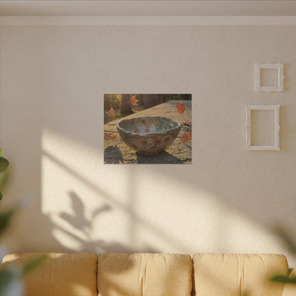 Japandi Ceramic Bowl in Golden Hour | Japanese Pattern Canvas Art