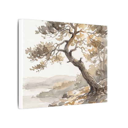 Pine Tree Watercolor Canvas Art | Elegant Japandi Art