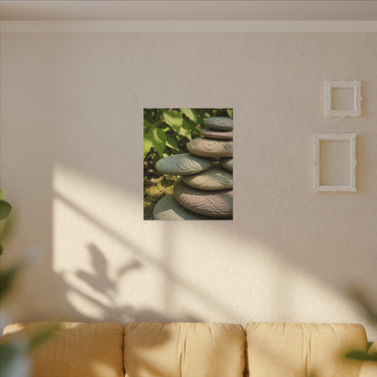 River Stones Summer Canvas Art | Japandi Earthy Design