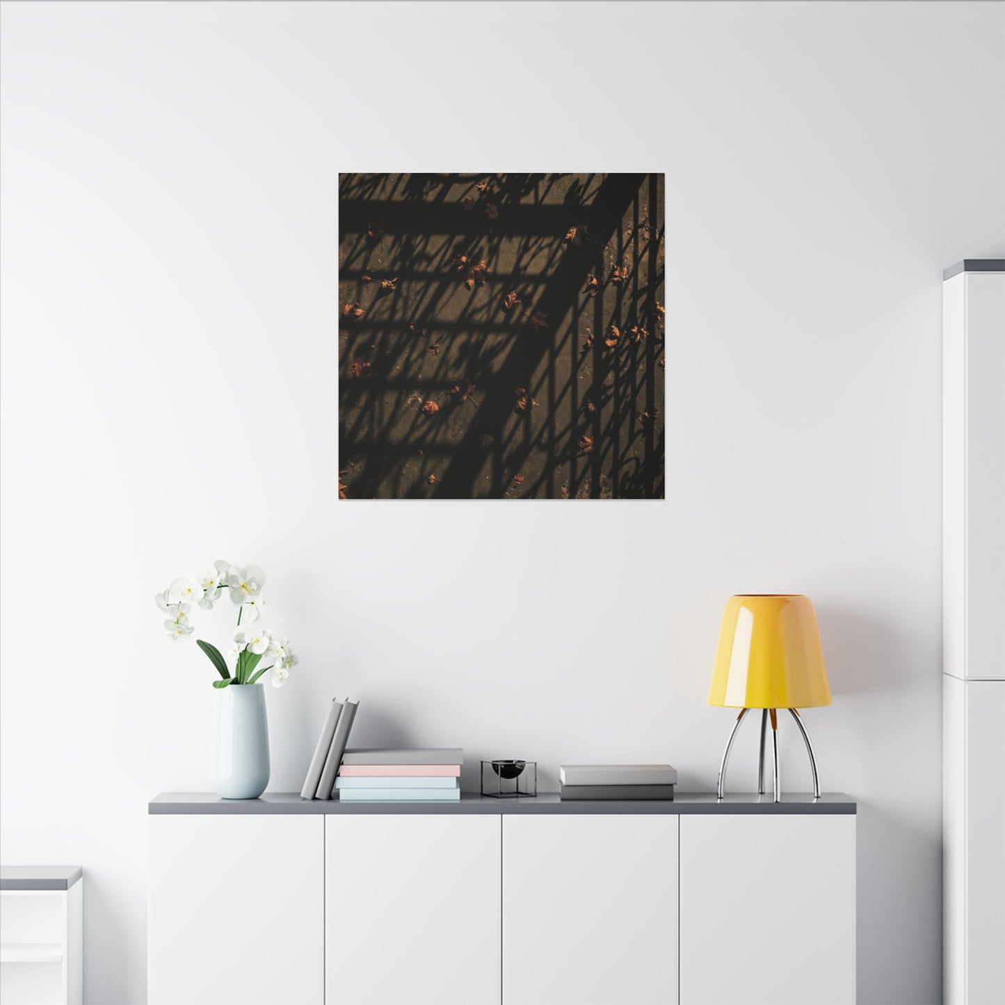 Shadow Play Canvas Art | Autumn Dark Japandi Moody Minimal Art