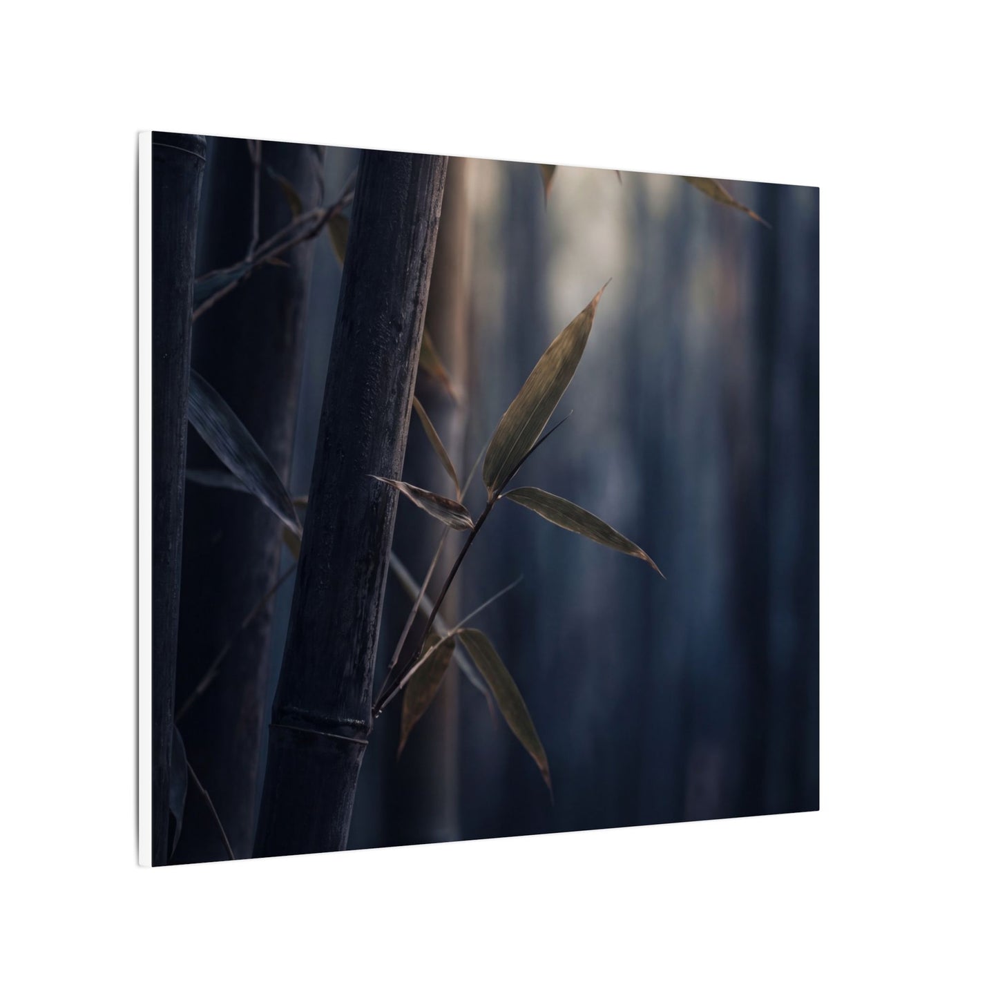 Dark Japandi Bamboo Grove in Dawn | Moody Minimal Canvas Art