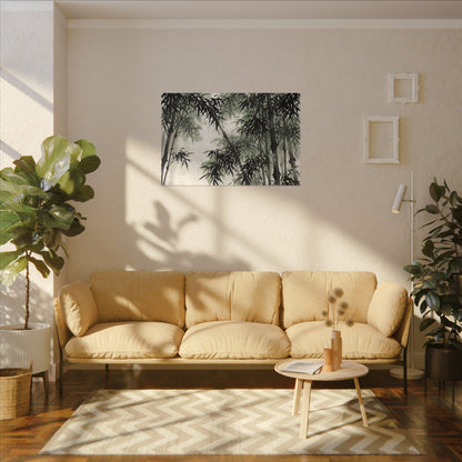Zen Bamboo Grove in Overcast | Sumi E Canvas Art