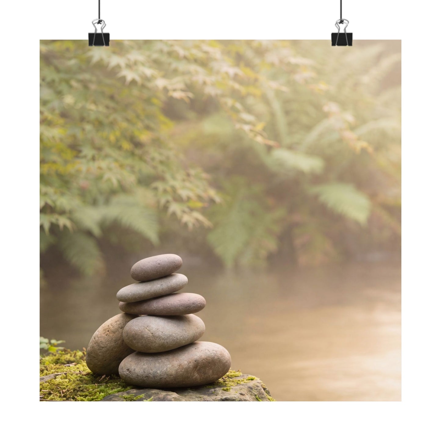 River Stones Summer Wall Art Print | Japandi Cozy Design Art Print