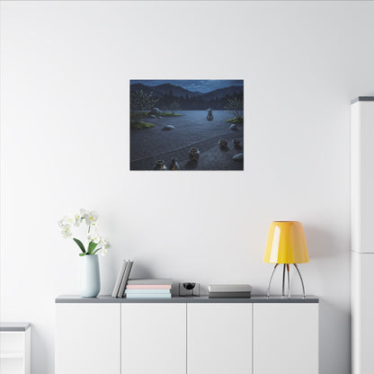 Kintsugi Moonlit Garden in Moonlight | Gold Repair Canvas Art
