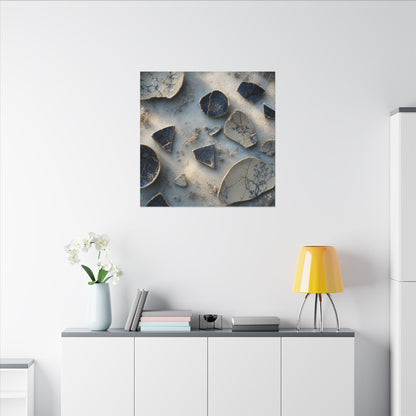 Broken Pottery Canvas Art | Winter Kintsugi Gold Vein Art