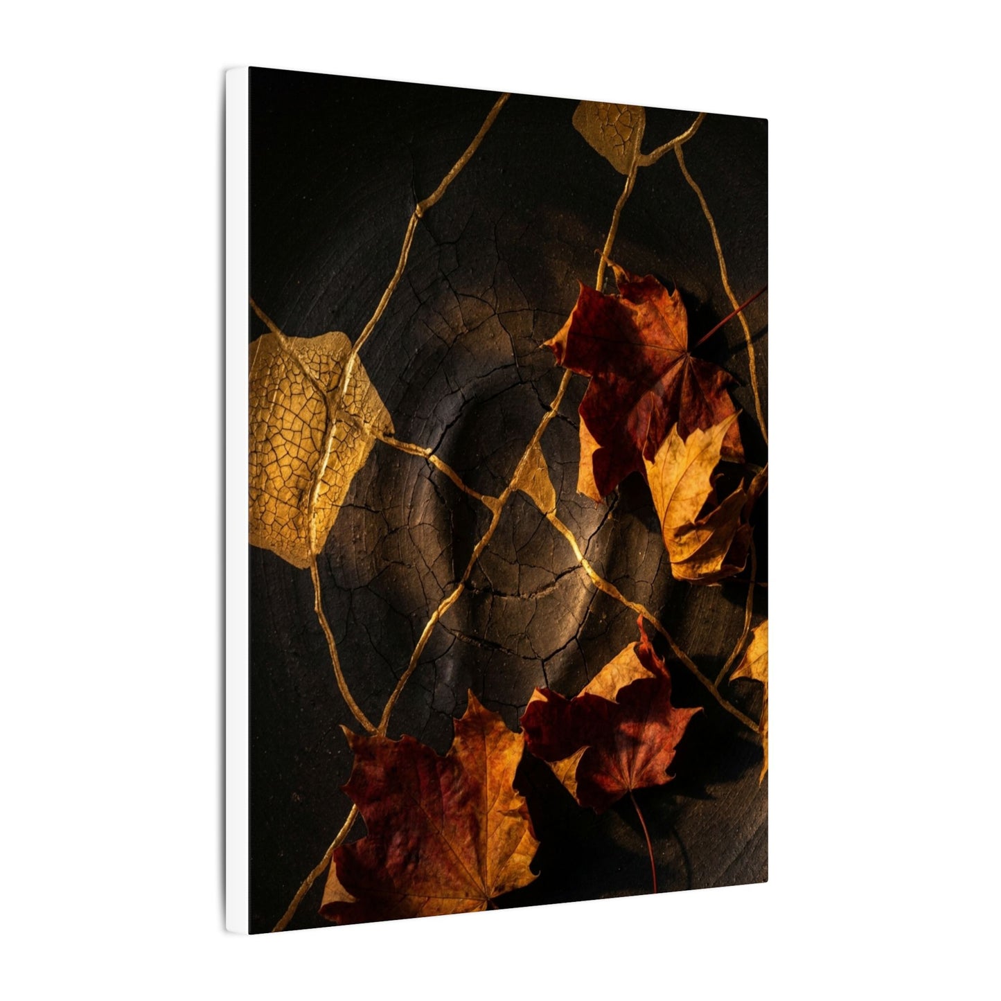 Resilient Shadow Play Canvas Art - Crackle Gold Kintsugi