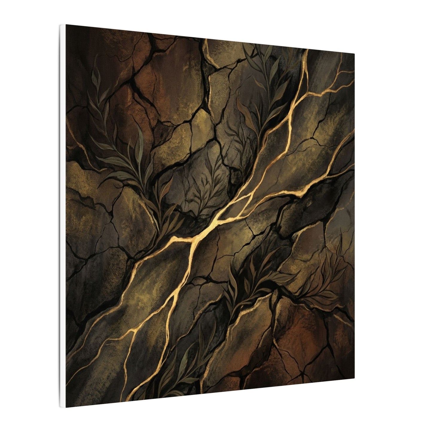 Cracked Earth Charcoal Ink Canvas Art | Bold Dark Japandi Art