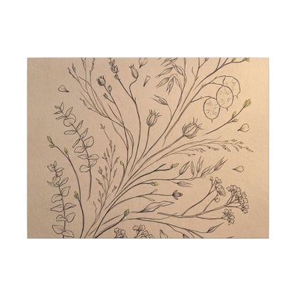 Dried Flowers Canvas Art | Spring Japandi Minimal Line Art Art Print