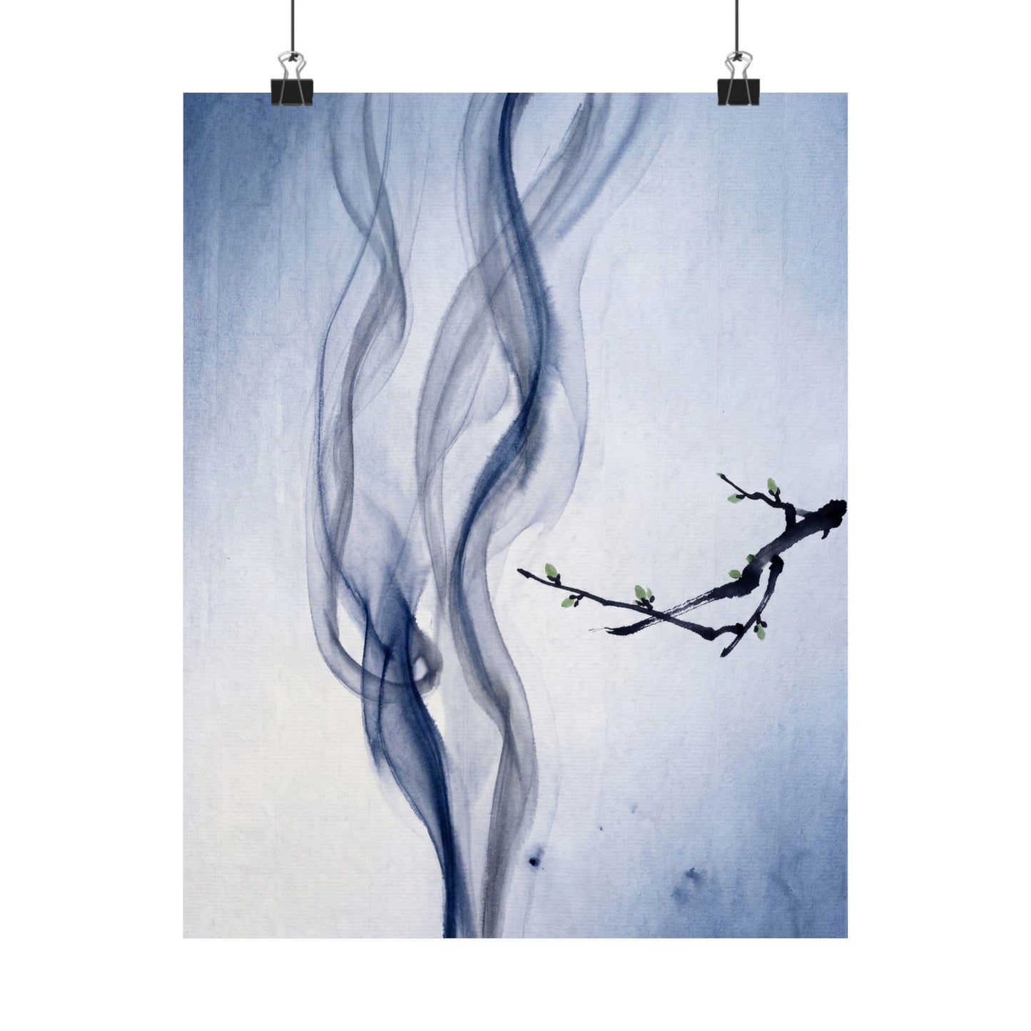 Datsuzoku Incense Smoke Wall Art Print - Zen Sumi E Art Print