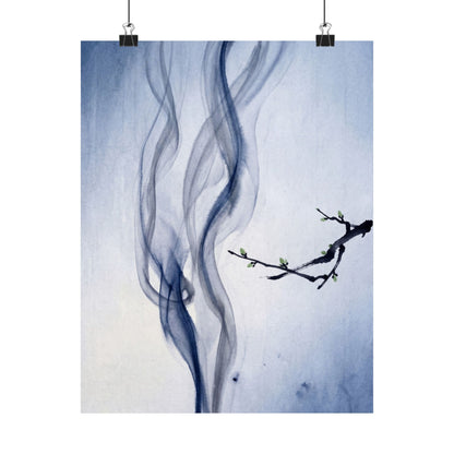 Datsuzoku Incense Smoke Wall Art Print - Zen Sumi E Art Print