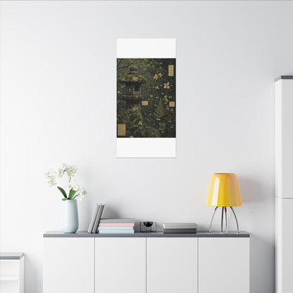 Spring Stone Lantern Herbarium Canvas Art | Nostalgic Decor