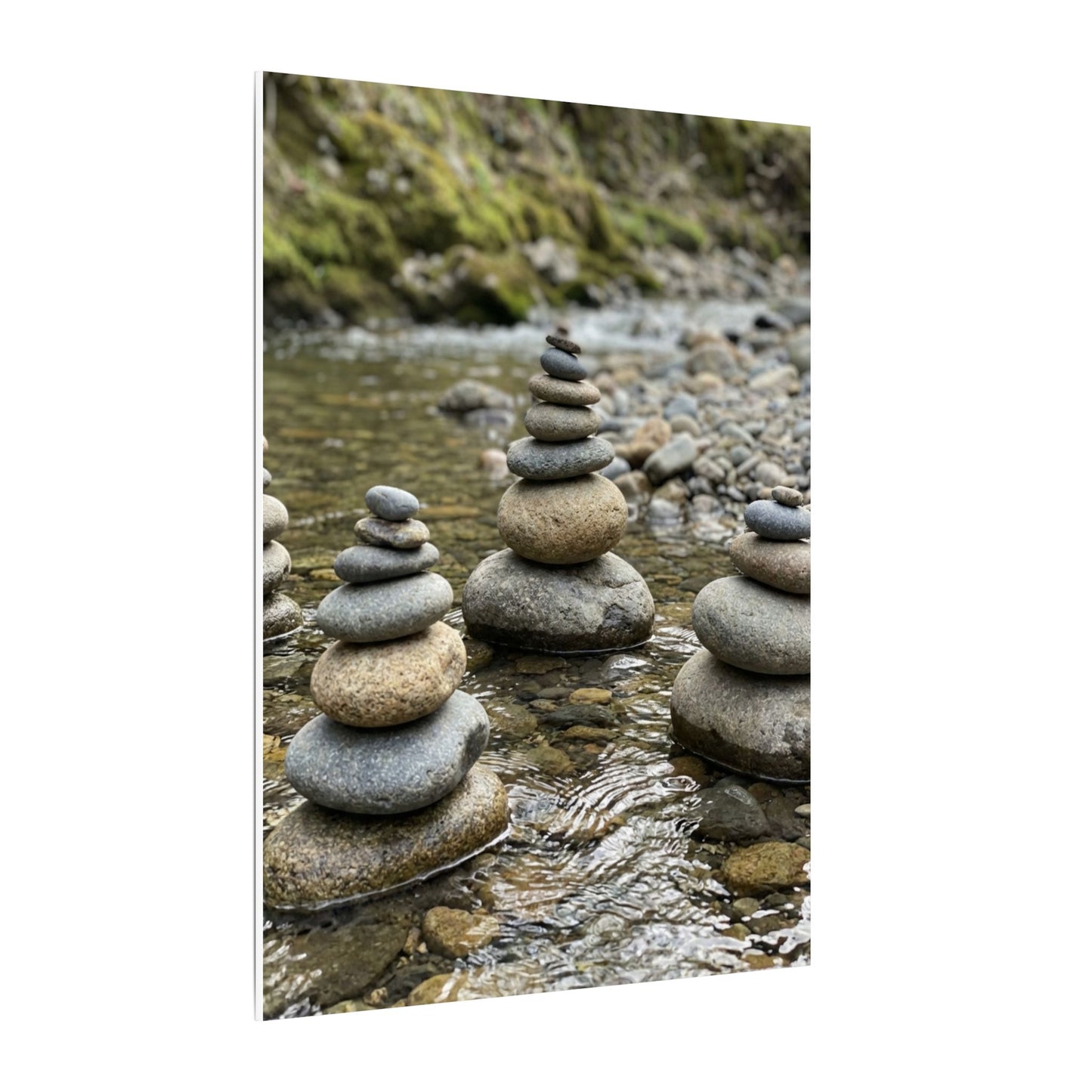 Zen River Stones in Dawn | Karesansui Canvas Art