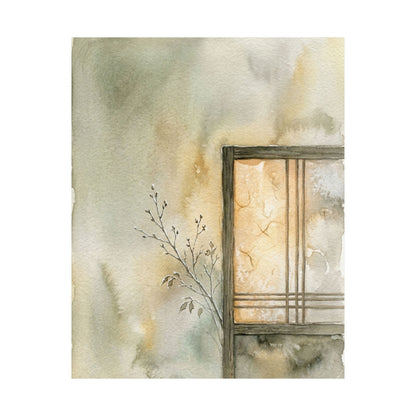 Shoji Screen Winter Wall Art Print | Japandi Earthy Design