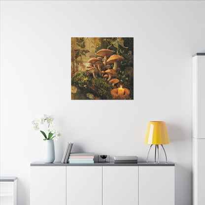 Spring Wild Mushrooms Herbarium Canvas Art | Earthy Decor