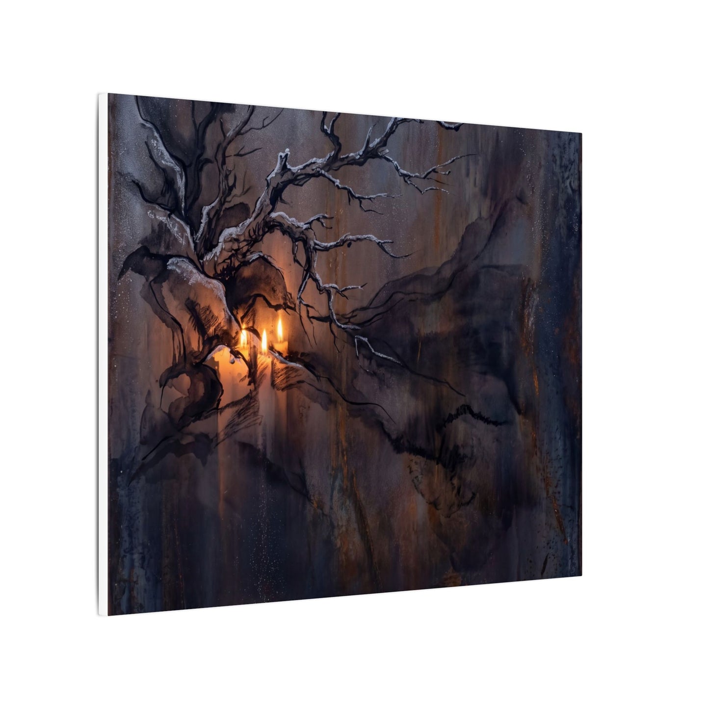 Winter Rust Patina Charcoal Ink Canvas Art | Atmospheric Decor