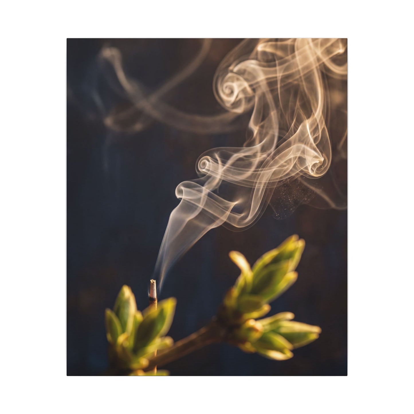 Golden Hour Incense Smoke Canvas Art - Dark Japandi Kanso