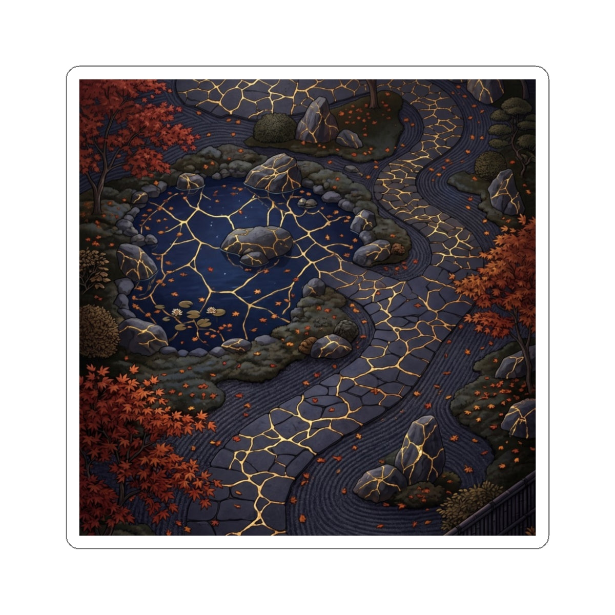 Resilient Moonlit Garden Sticker - Gold Vein Kintsugi