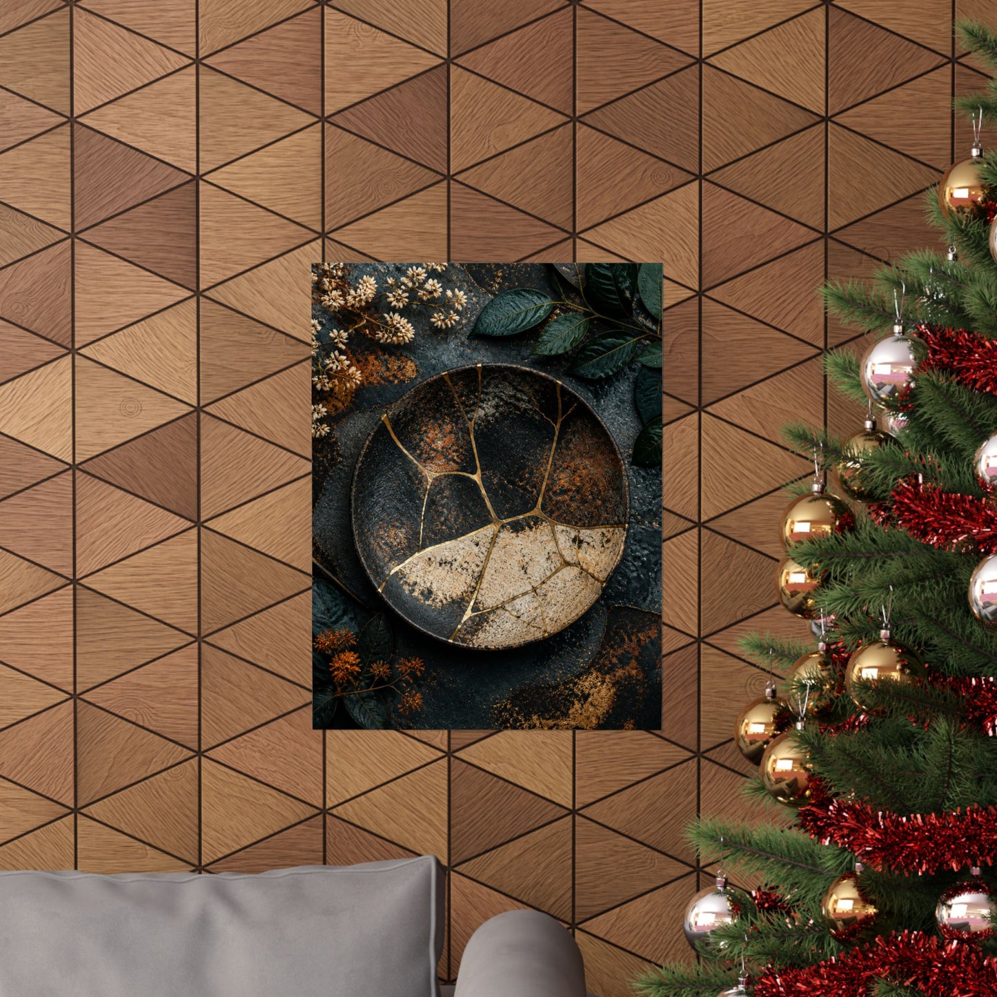 Kintsugi Rust Patina in Dawn | Gold Repair Wall Art Print