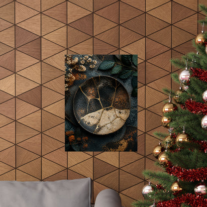 Kintsugi Rust Patina in Dawn | Gold Repair Wall Art Print