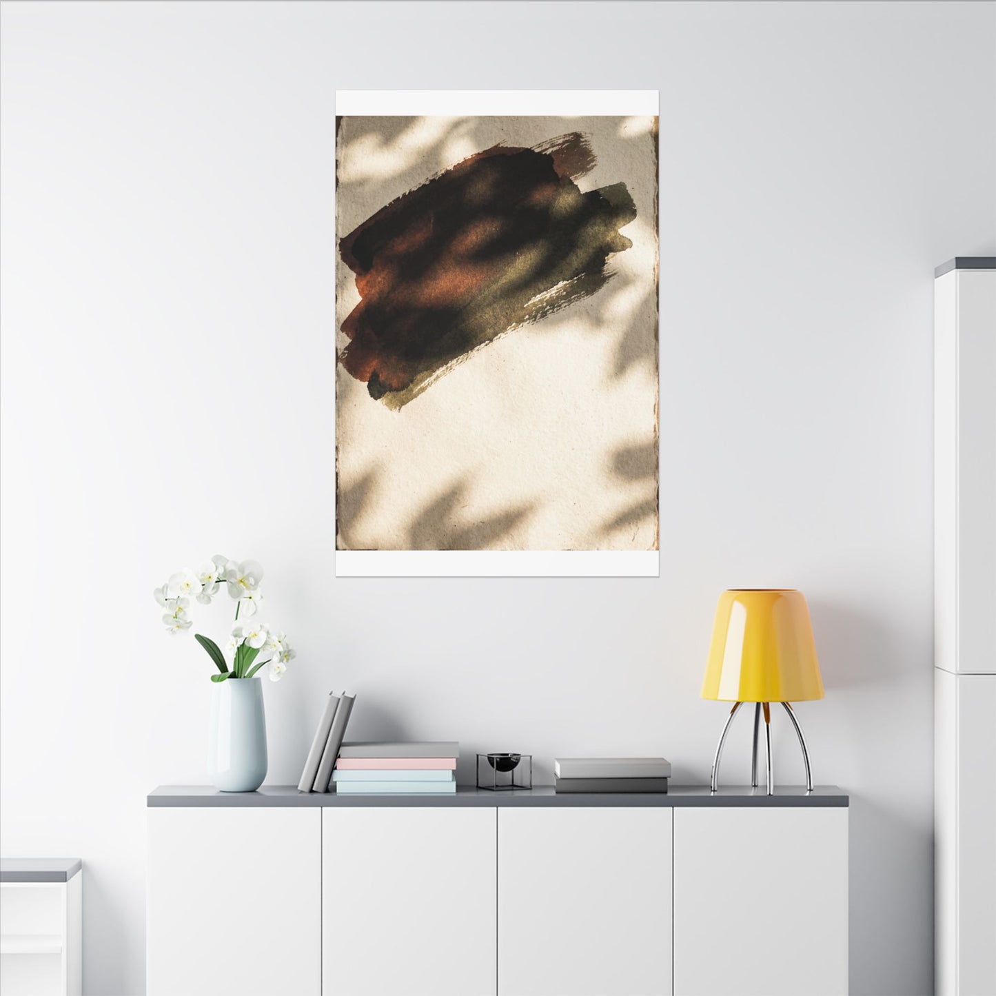 Ink Brushstroke Canvas Art | Summer Dark Japandi Moody Minimal Art