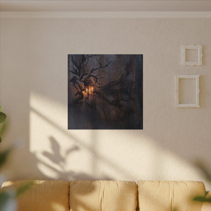 Winter Rust Patina Charcoal Ink Canvas Art | Atmospheric Decor