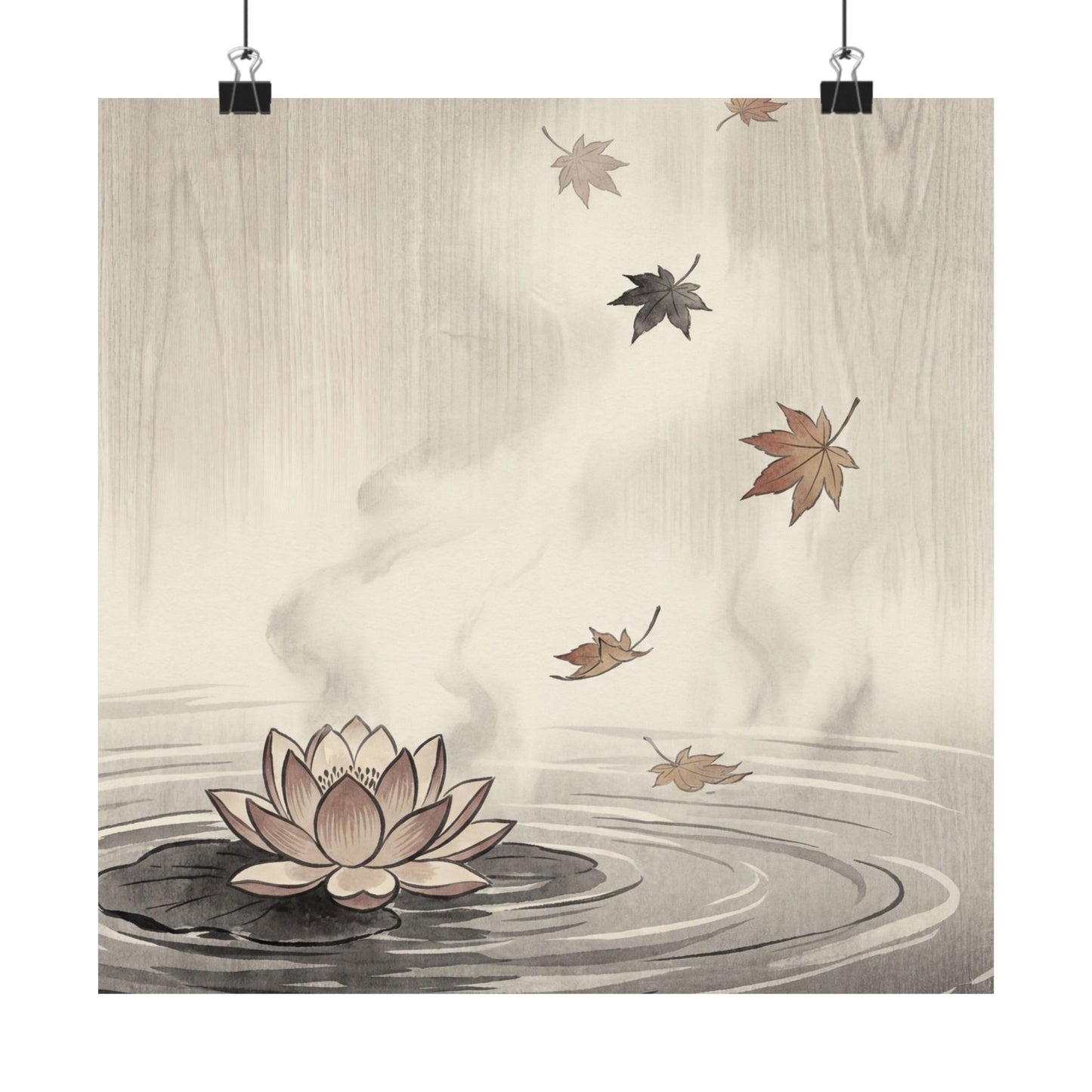 Lotus Flower Wall Art Print | Autumn Zen Ukiyo E Inspired Art Art Print