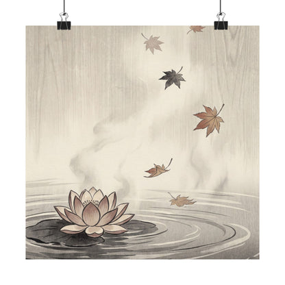 Lotus Flower Wall Art Print | Autumn Zen Ukiyo E Inspired Art Art Print