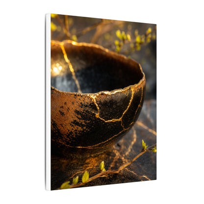 Kintsugi Ceramic Bowl in Golden Hour | Gold Vein Canvas Art