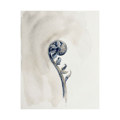 Fern Unfurling Watercolor Wall Art Print | Earthy Japandi Art